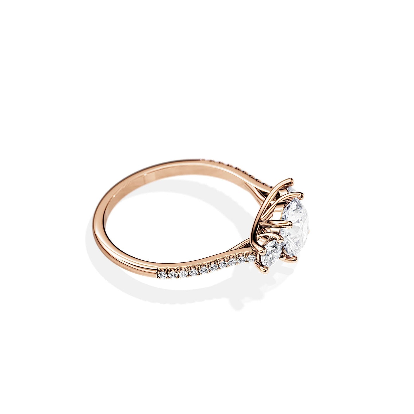 1.0 CT Round Cut Moissanite Three Stone Setting Engagement Ring