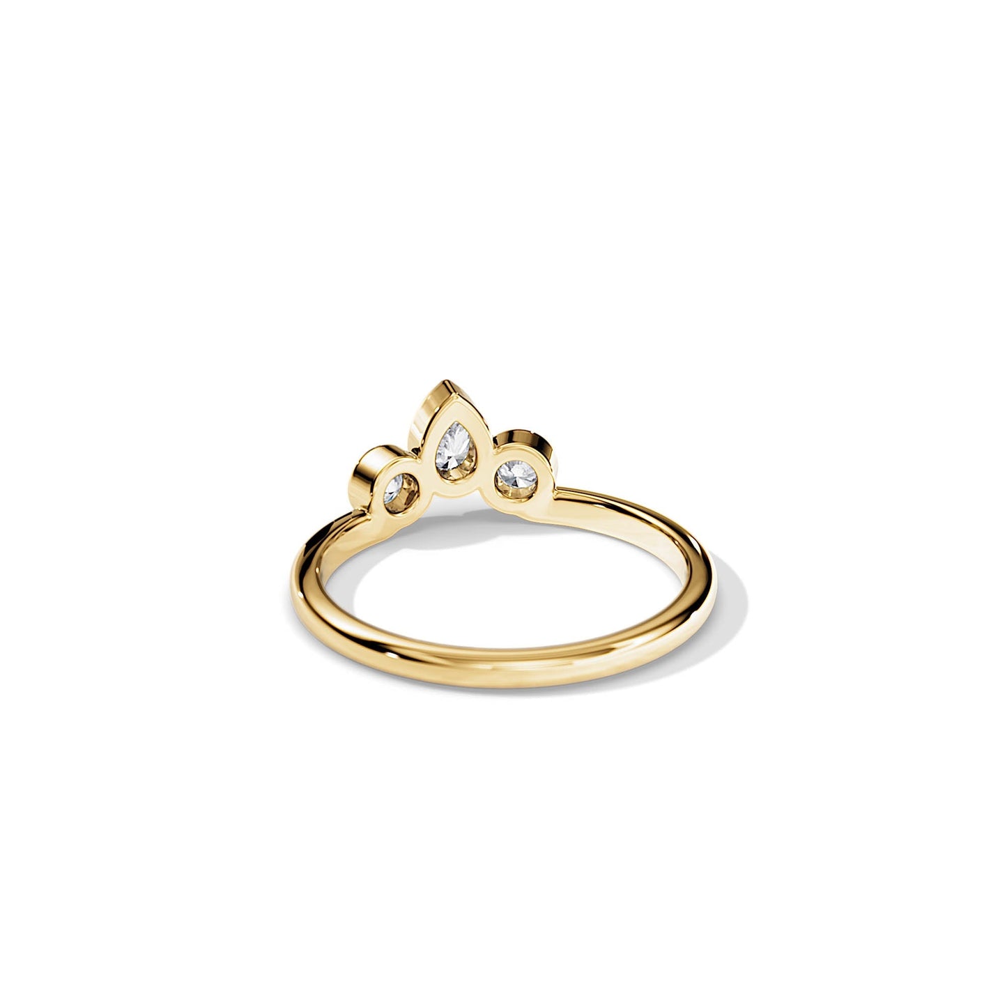 0.40 TCW Round & Pear Three Stone Moissanite Wedding Band