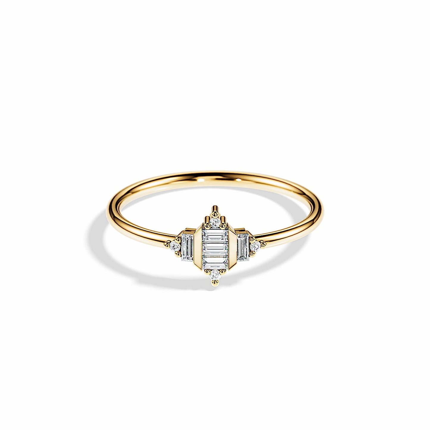 0.24 TCW Baguette & Round Minimalist Moissanite Wedding Band