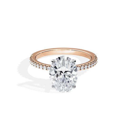 3.0 CT Hidden Halo Oval Cut Moissanite Pave Engagement Ring