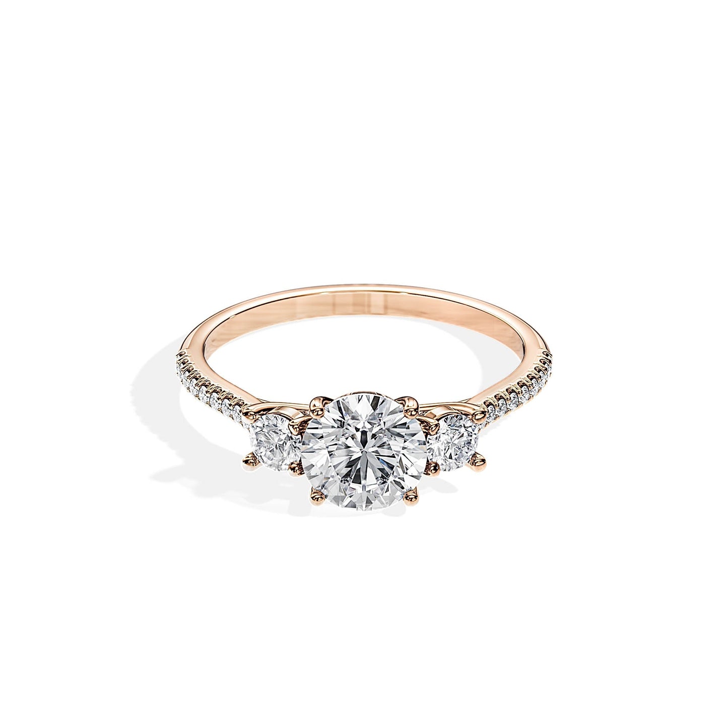 1.0 CT Round Cut Moissanite Three Stone Setting Engagement Ring