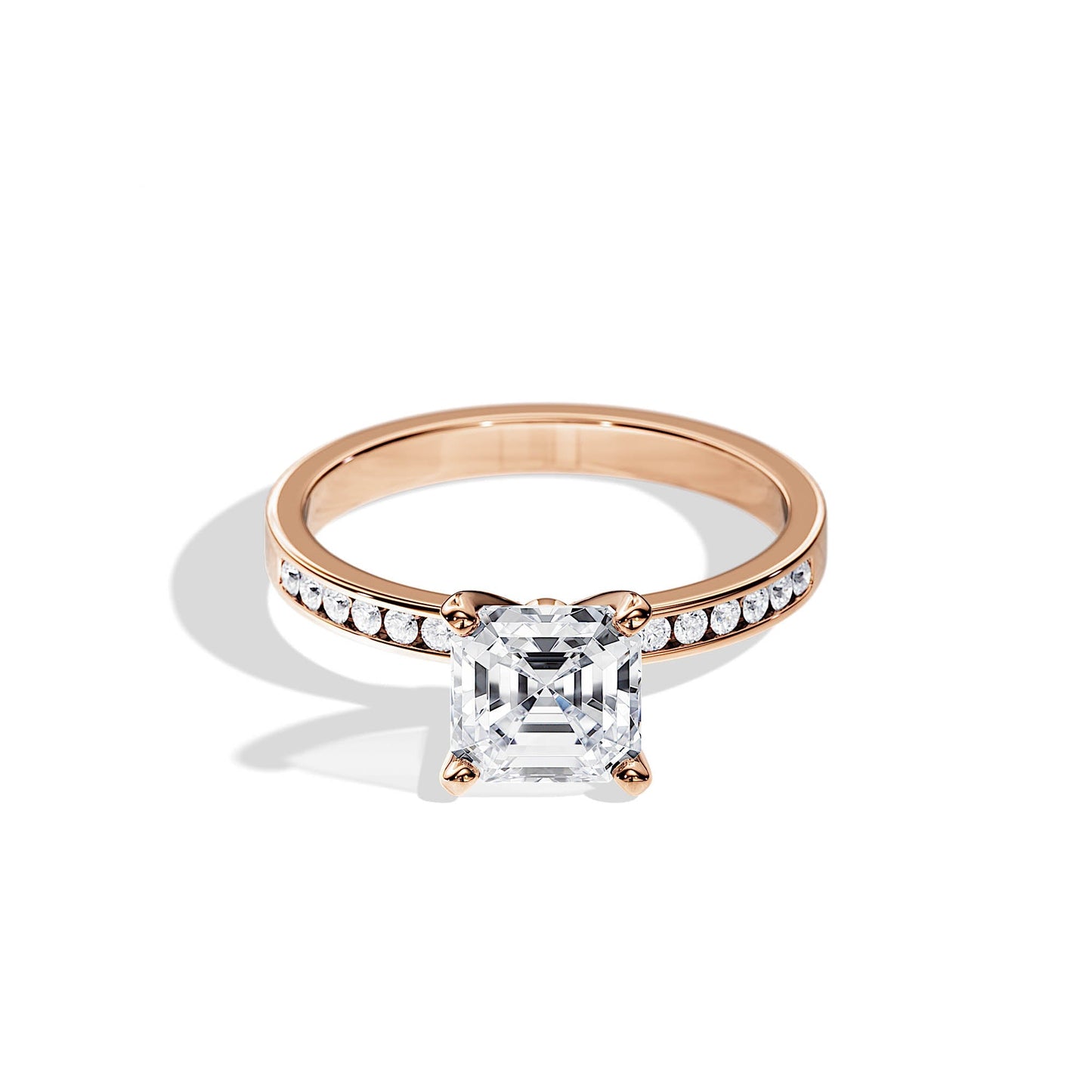 1.30 CT Asscher Cut Moissanite pave setting Engagement Ring