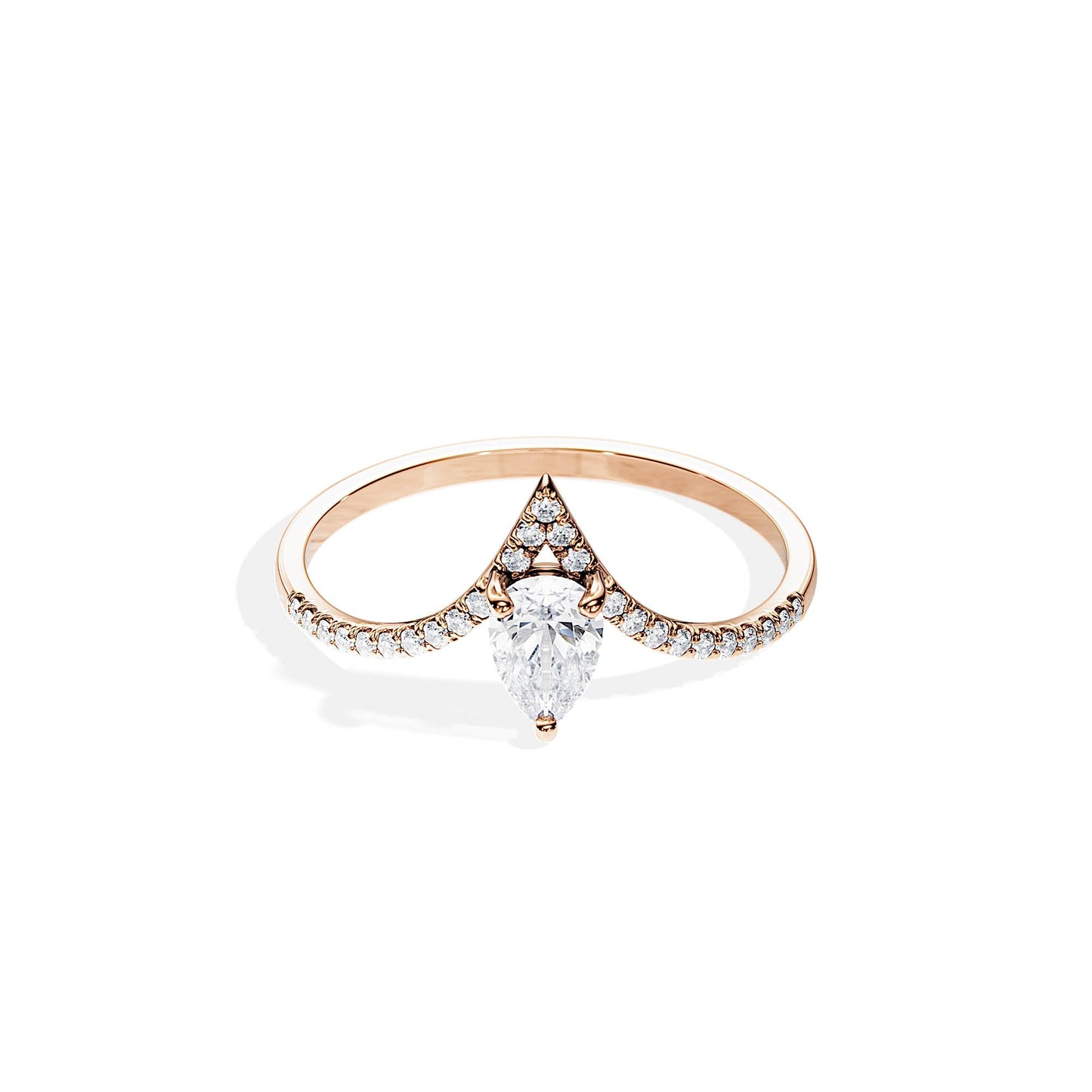0.50 CT Pear Cut Moissanite Chevron Setting Engagement Ring