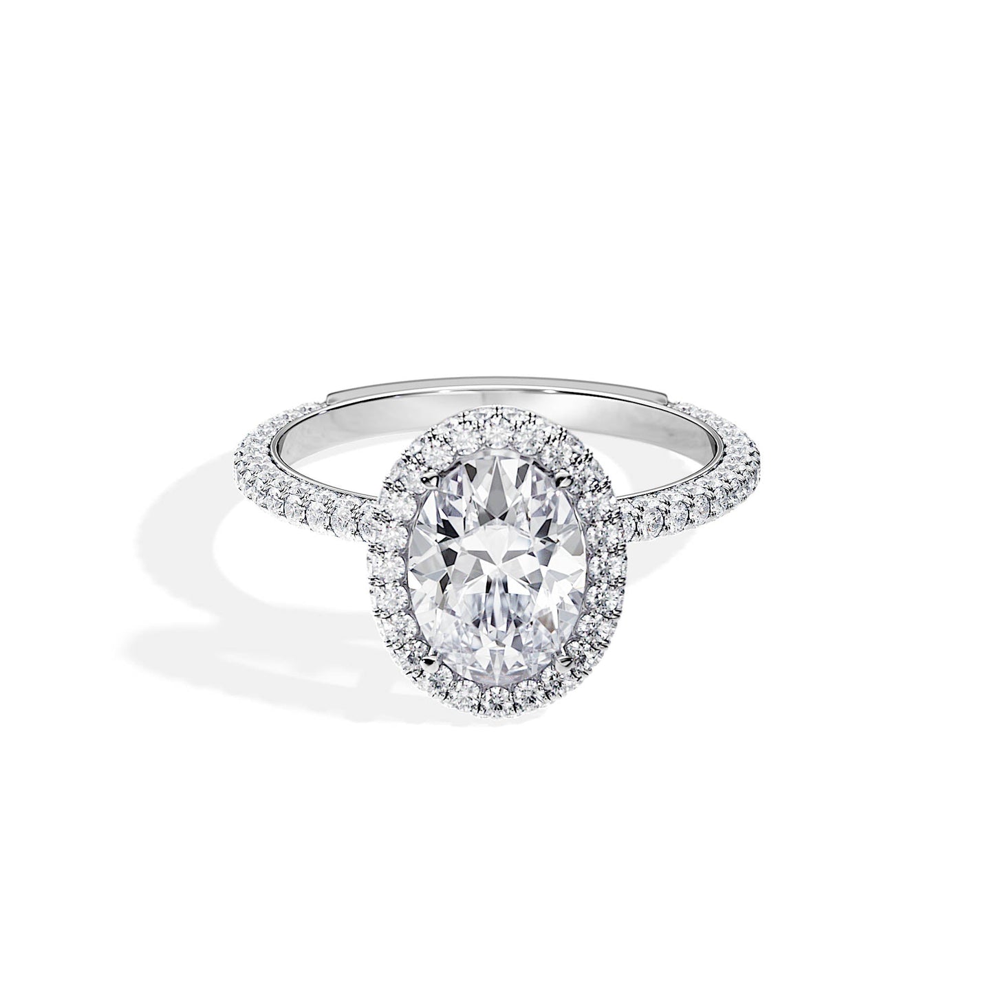 1.50 CT Oval Cut Moissanite Halo & Pave Engagement Ring