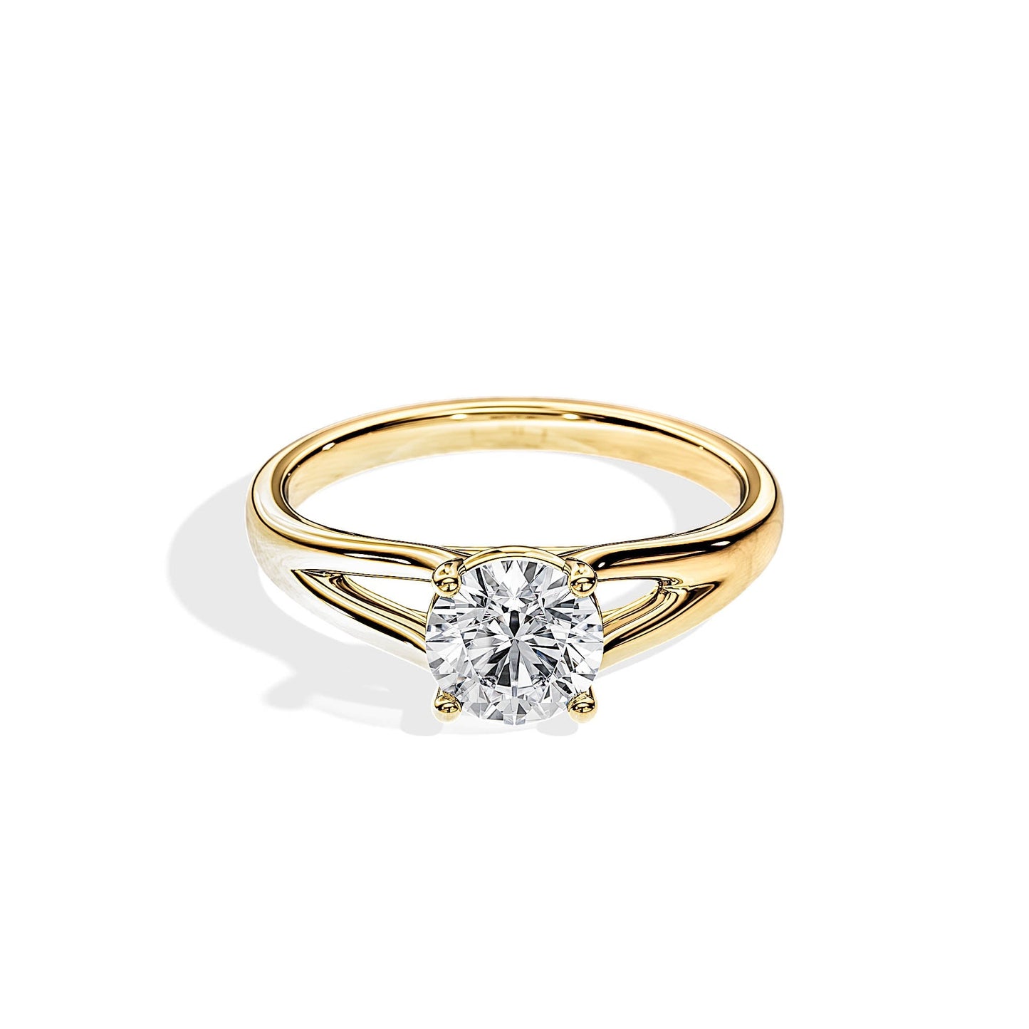 1.0 CT Round Moissanite Split Shank Style Engagement Ring