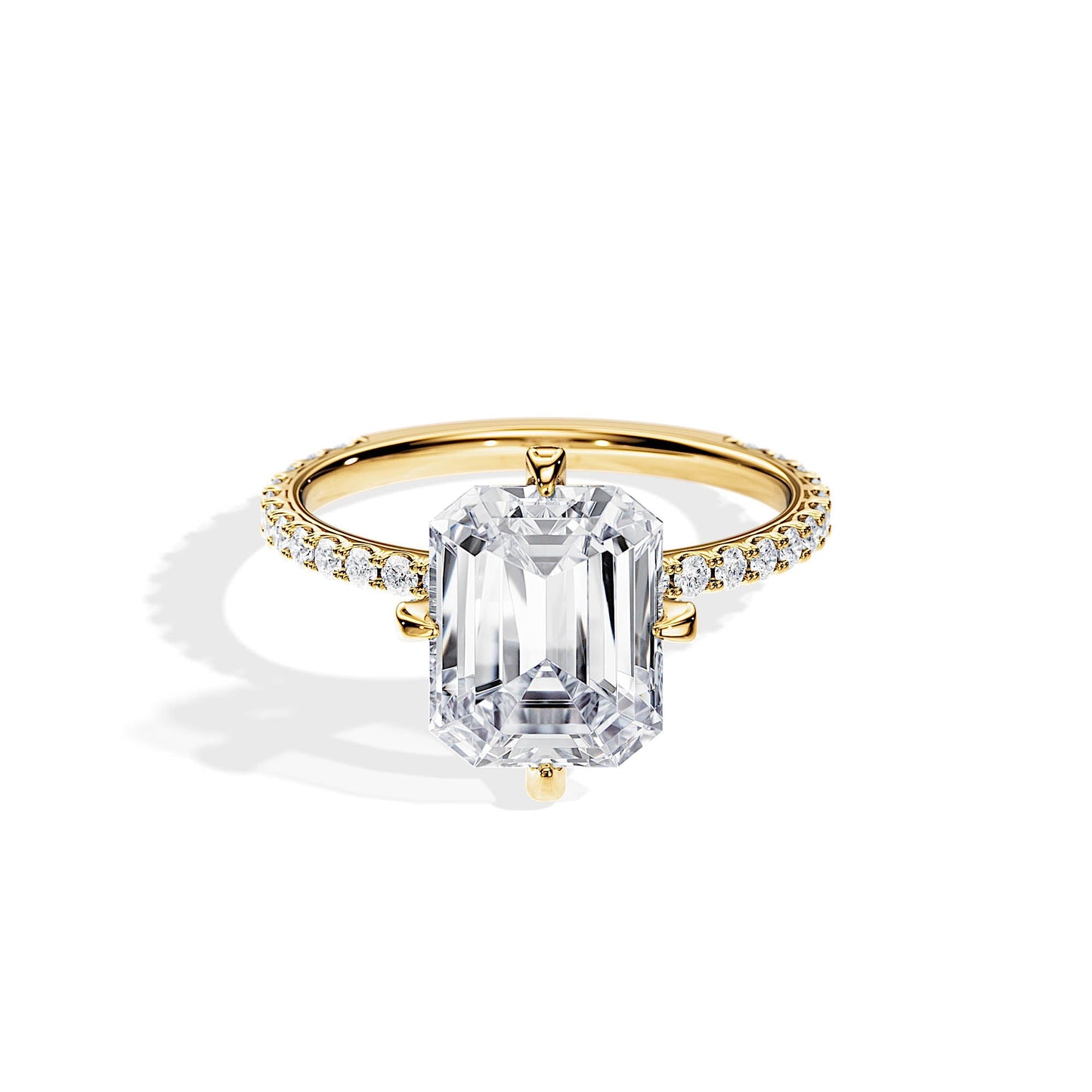3.50 CT Emerald Moissanite Hidden Halo & Pave Engagement Ring