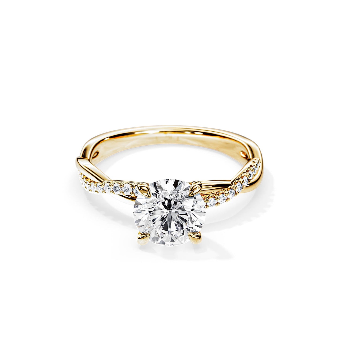 2.0 CT Round Cut Moissanite Twisted Engagement Ring