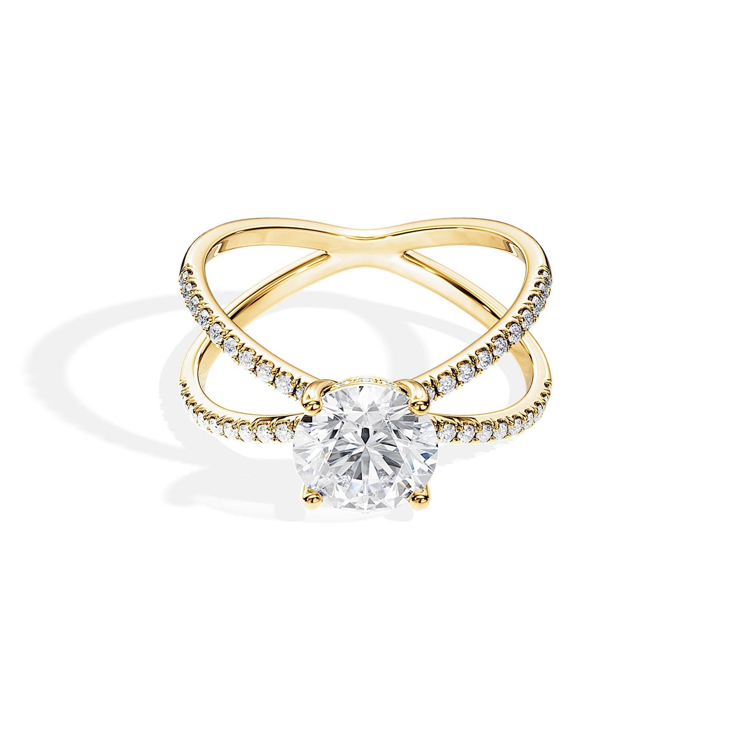 1.50 CT Round Cut Moissanite Criss Cross Engagement Ring