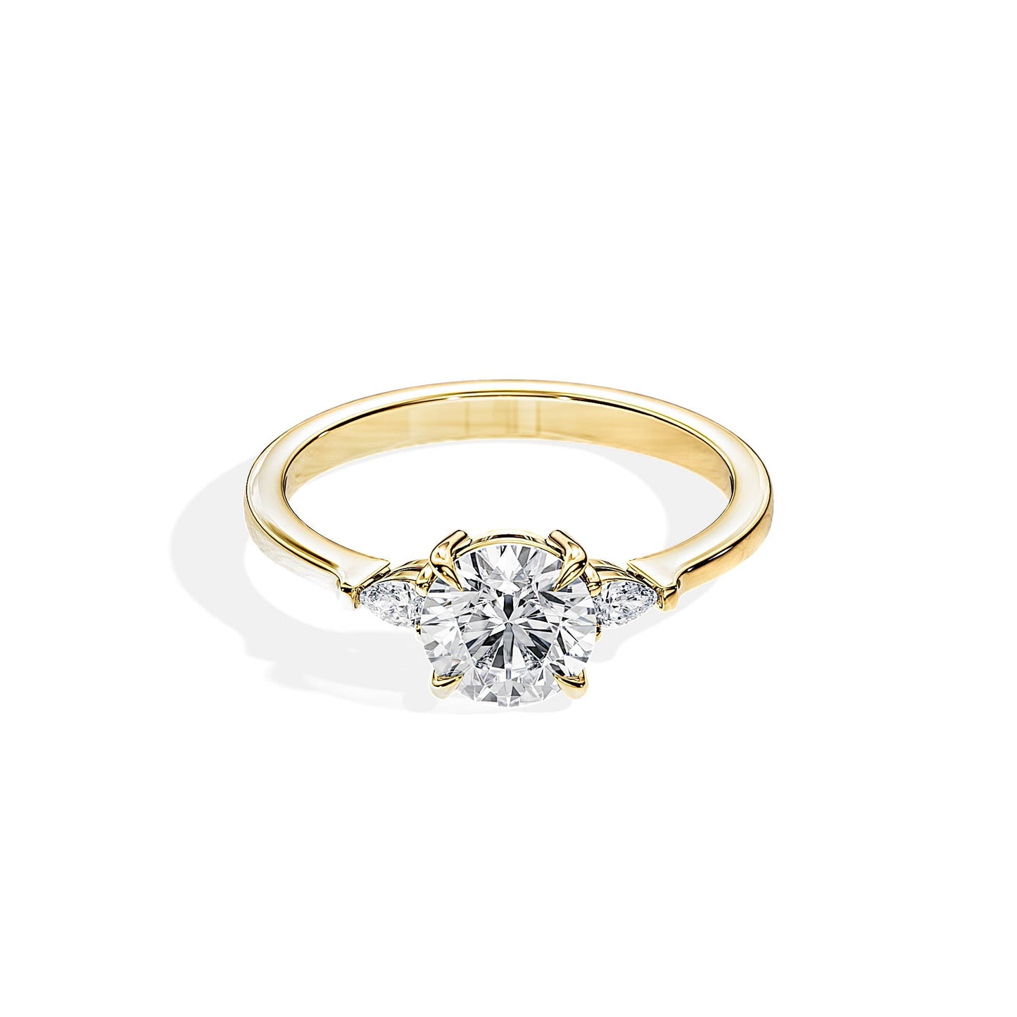 1.0 CT Three Stone Round Moissanite Engagement Ring
