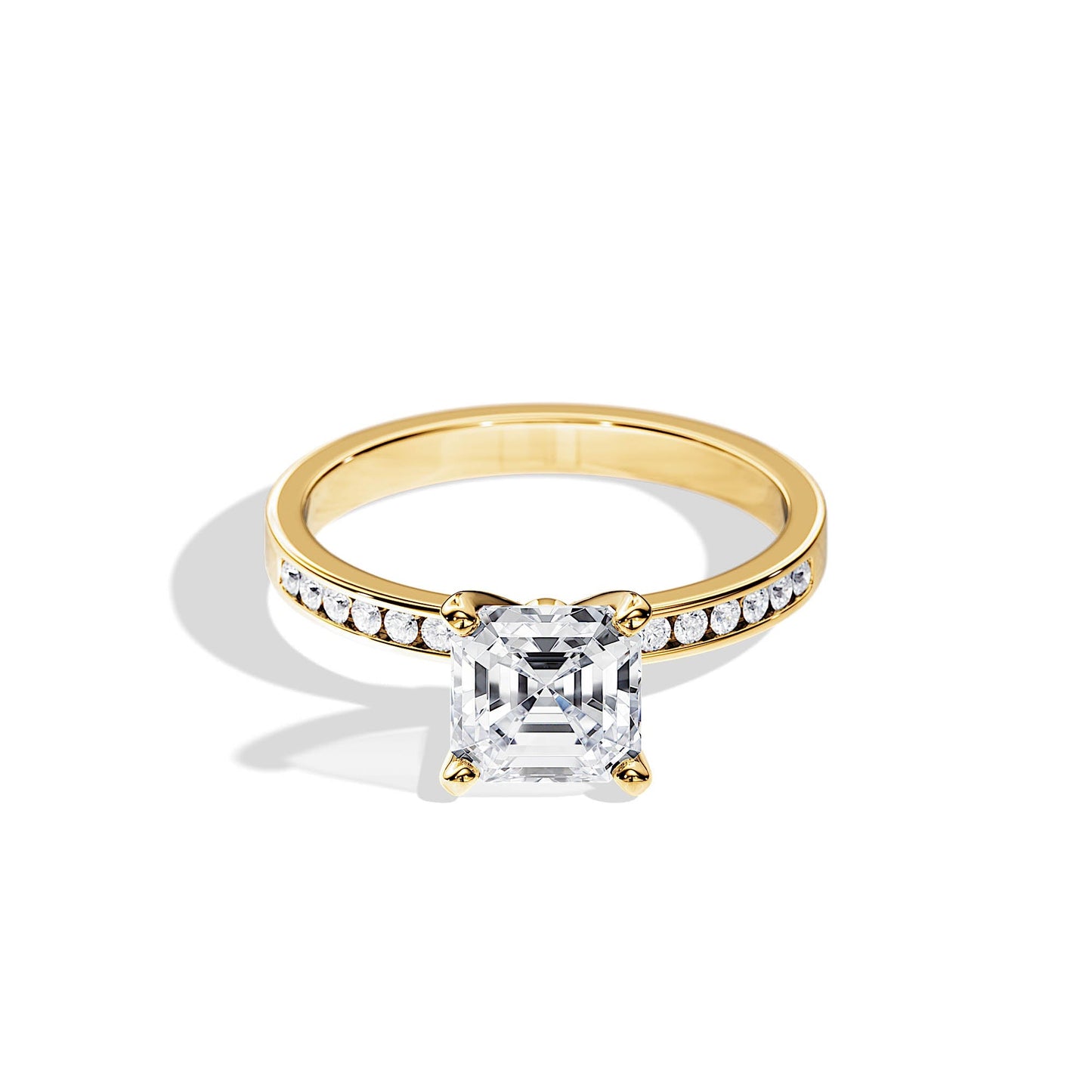 1.30 CT Asscher Cut Moissanite pave setting Engagement Ring