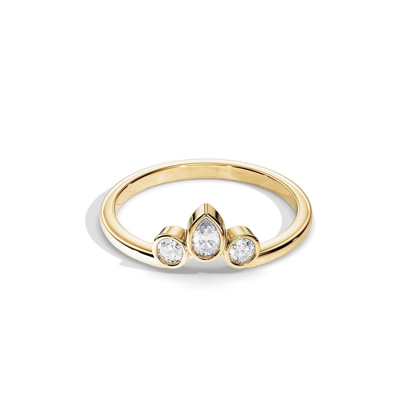 0.40 TCW Round & Pear Three Stone Moissanite Wedding Band