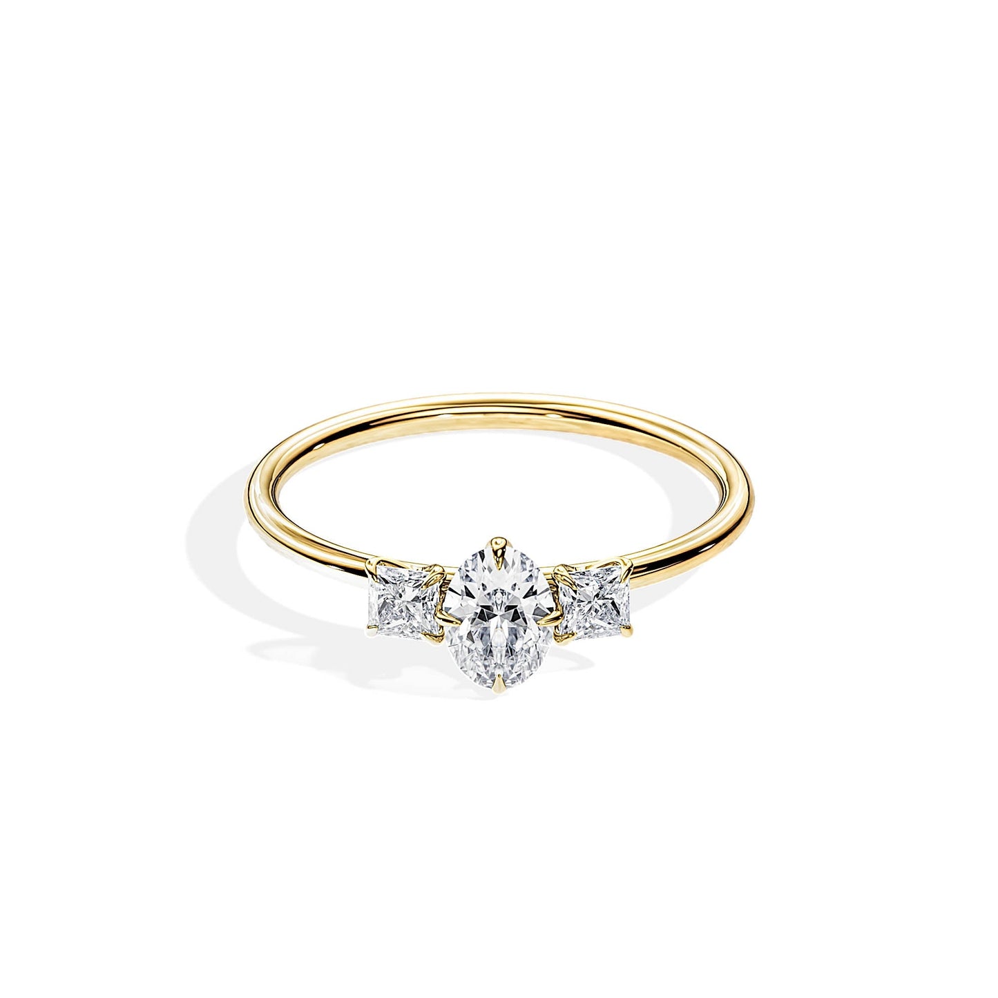 0.50 CT Oval Cut Moissanite Three Stone Engagement Ring