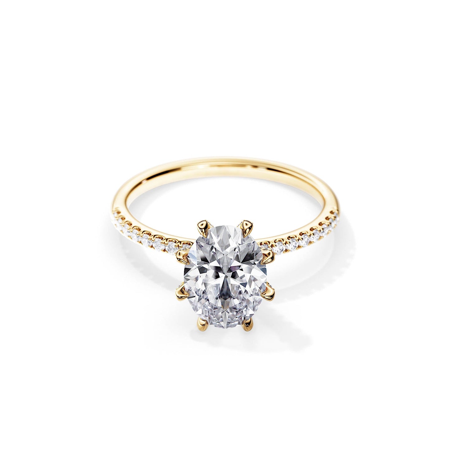 4.0 CT Oval Cut Moissanite Hidden halo & Pave Engagement Ring