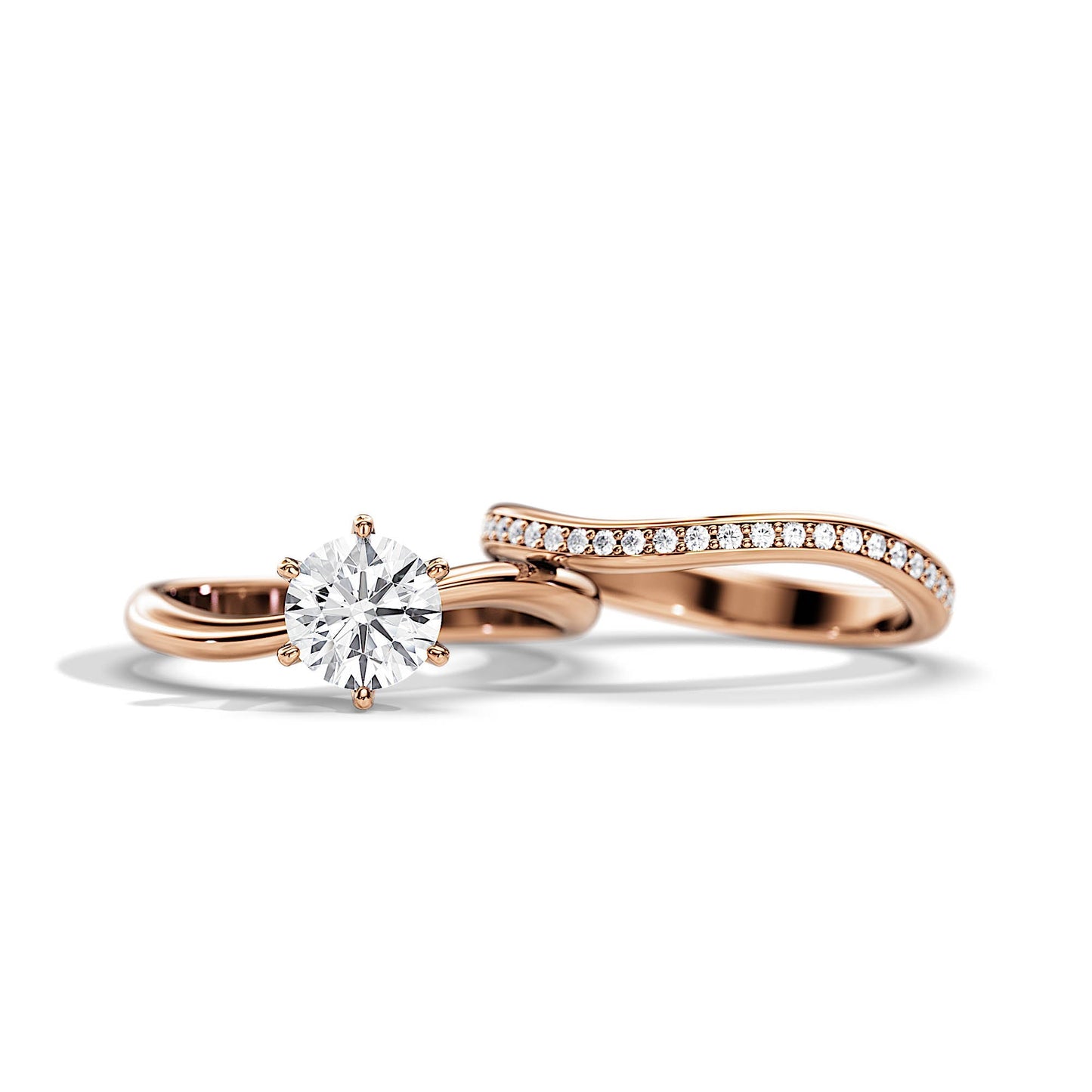 1.0 CT Round Moissanite Swirl Bridal Ring Set