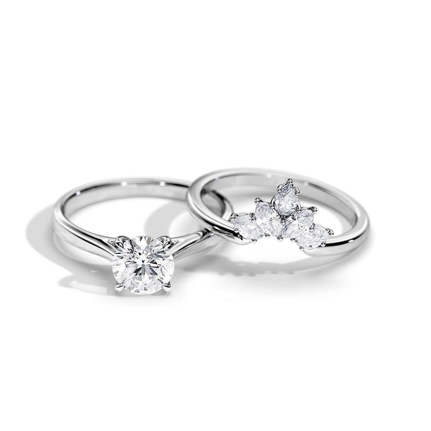 2.0 CT Round Moissanite solitaire Bridal Ring Set