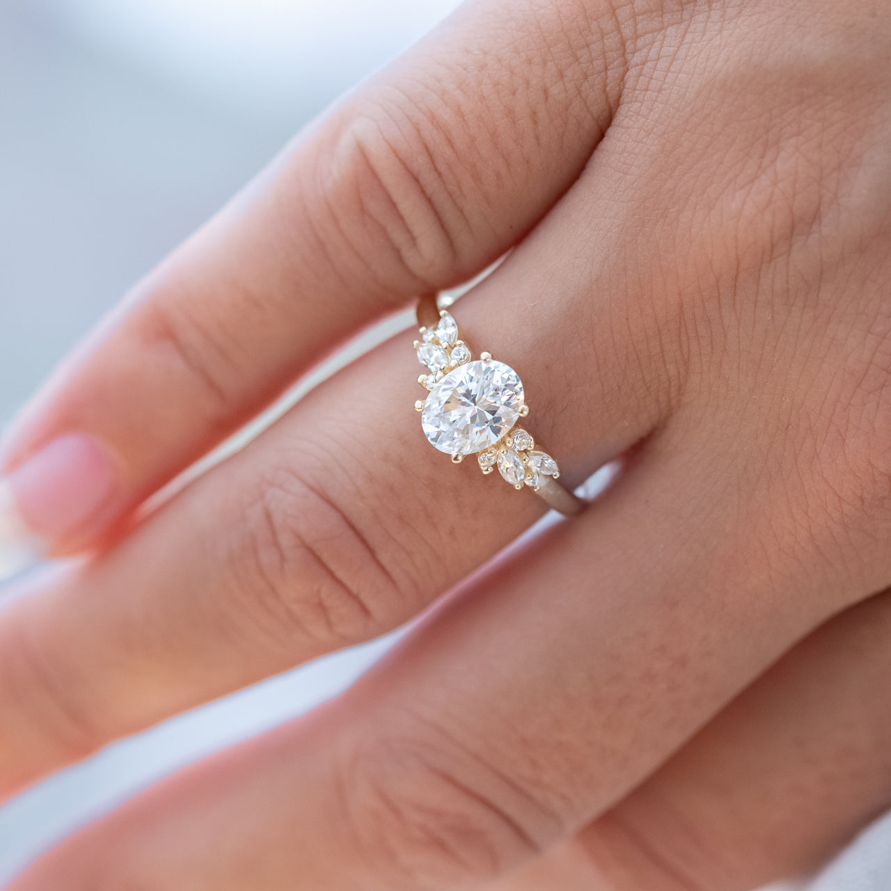 1.33 CT Oval Cut Moissanite Engagement Ring
