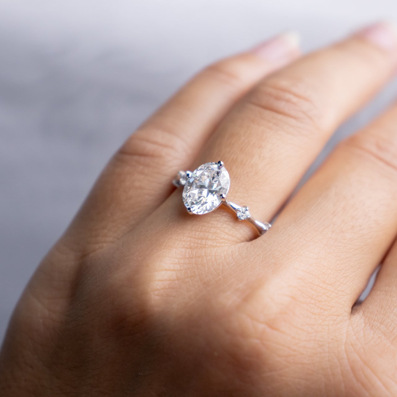 1.93CT Oval Cut Solitaire Moissanite Engagement Ring in 14K Rose Gold