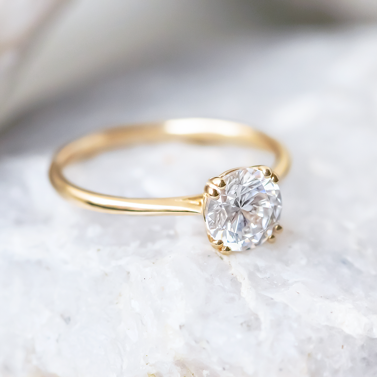 1.20 CT Round Cut Moissanite Engagement Ring