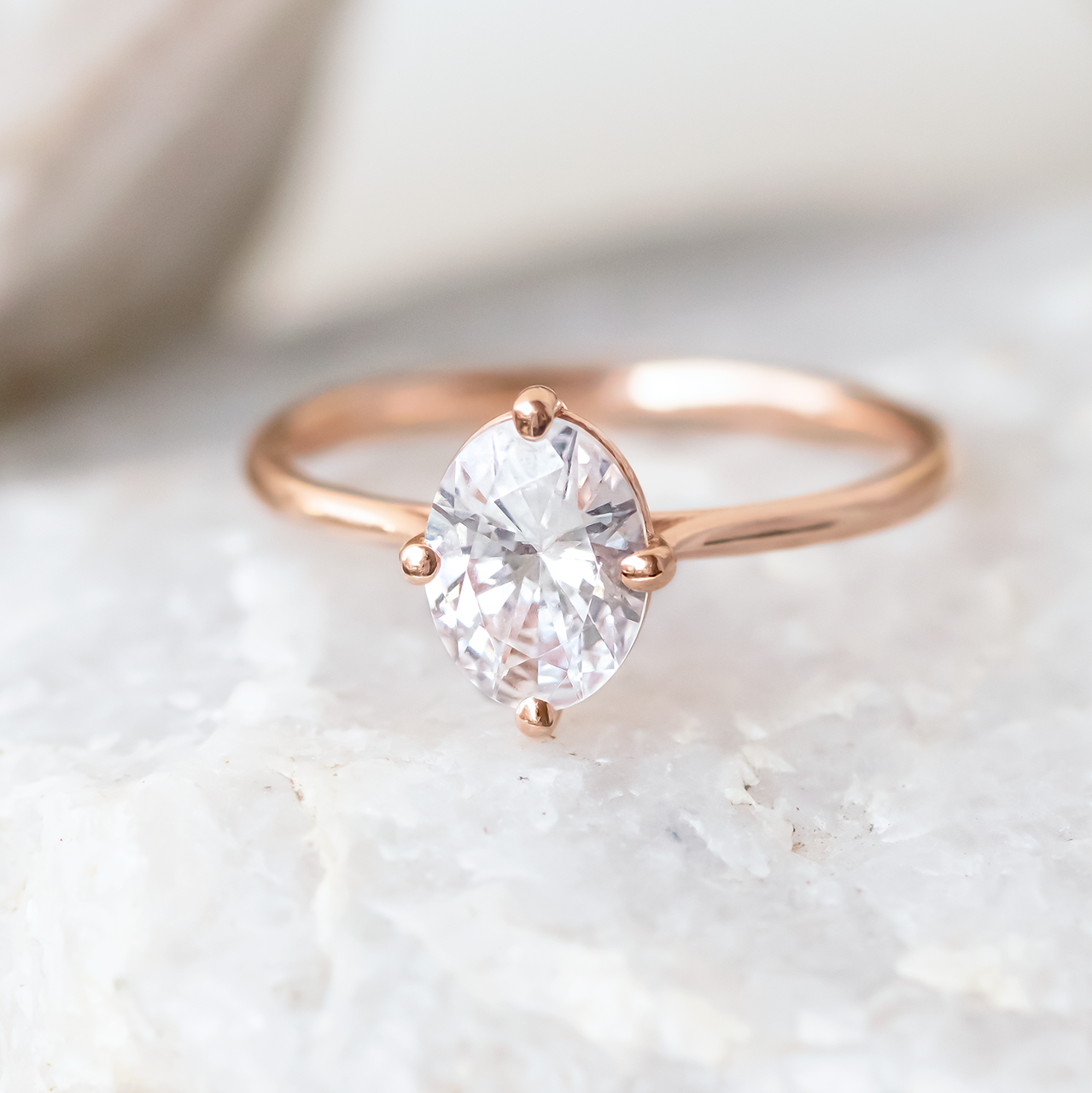 1.33 CT Oval Cut Moissanite Engagement Ring