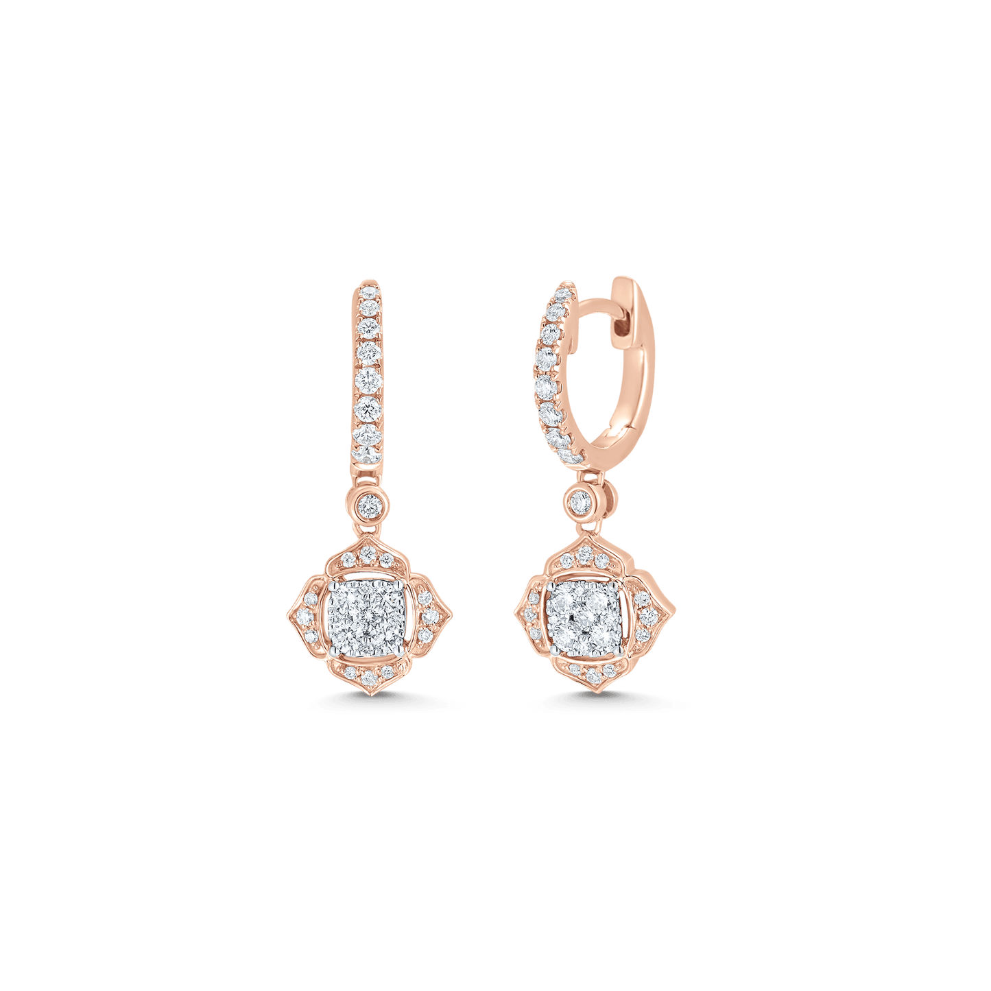 0.58 TCW Round Moissanite Diamond Drop Huggie Earrings