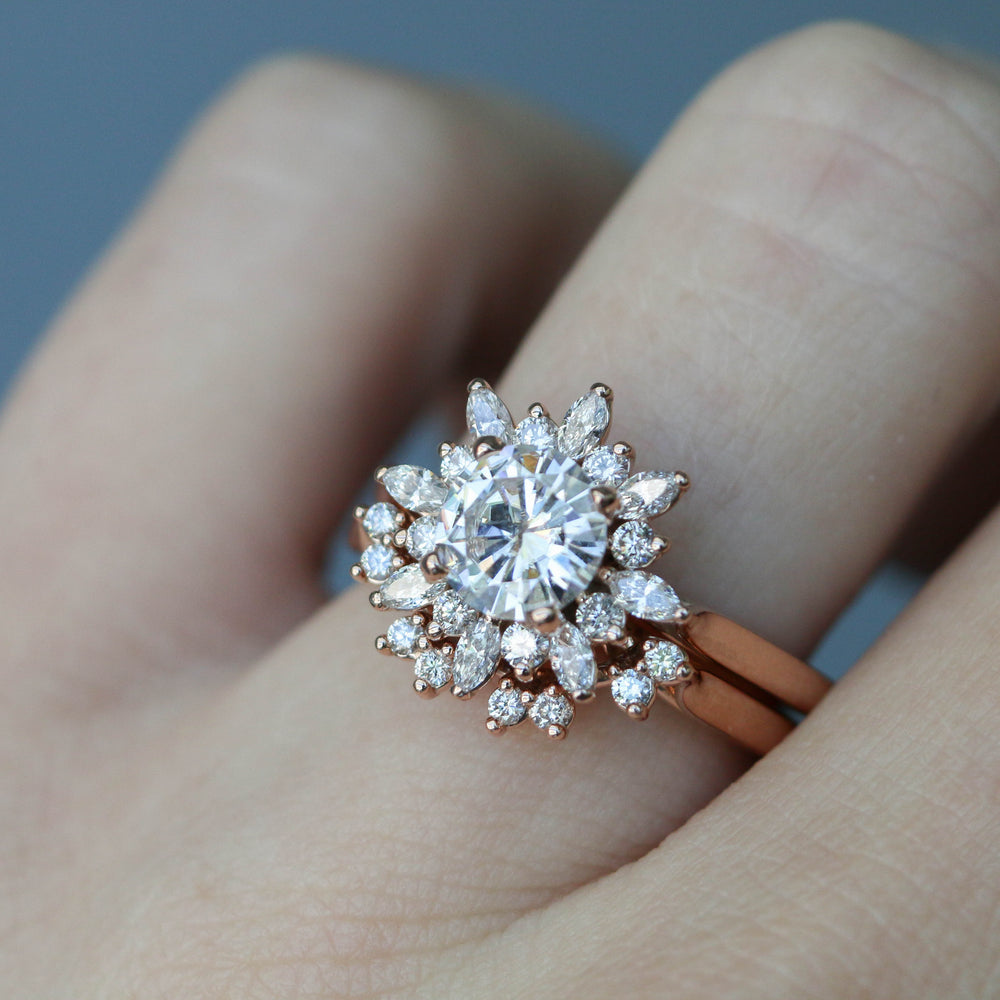 0.12ct Round Brilliant Cut Unique Moissanite Diamond Wedding Band