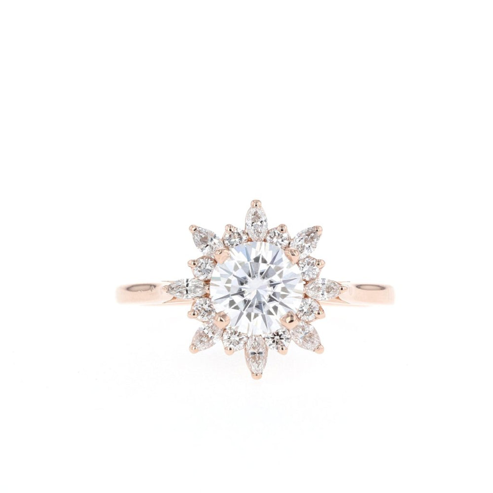 1.05CT Round Cut Cluster Moissanite Diamond Engagement Ring
