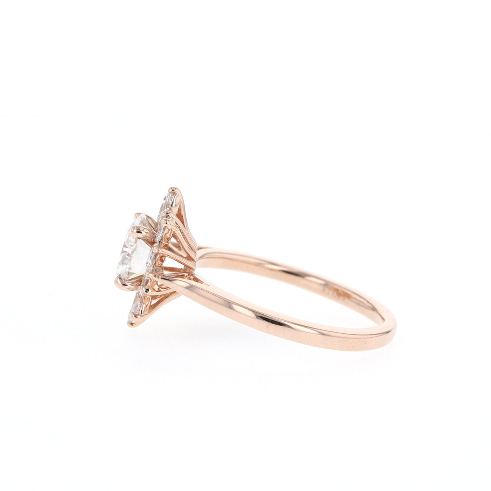 1.05CT Round Cut Cluster Moissanite Diamond Engagement Ring