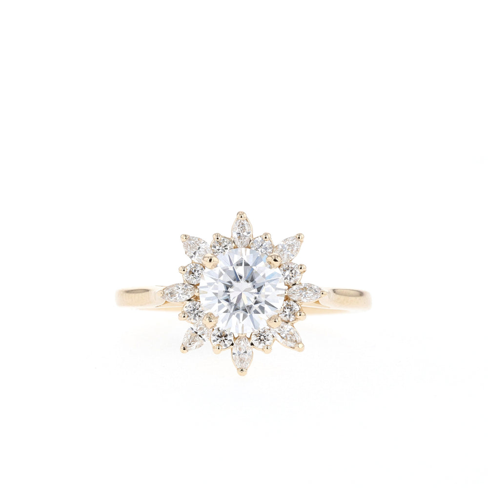 1.05CT Round Cut Cluster Moissanite Diamond Engagement Ring