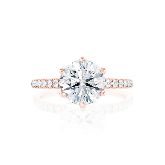 2.20 CT Round Shaped Moissanite Solitaire With Pave Setting Engagement Ring