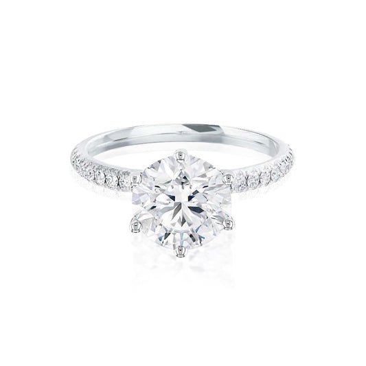 2.20 CT Round Shaped Moissanite Solitaire Pave Style Engagement Ring