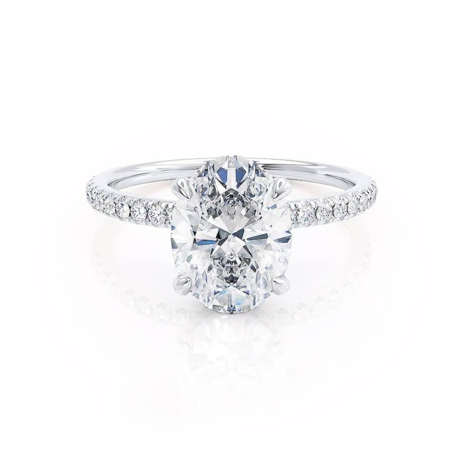 1.50 CT Oval Shaped Hidden Halo Moissanite Engagement Ring