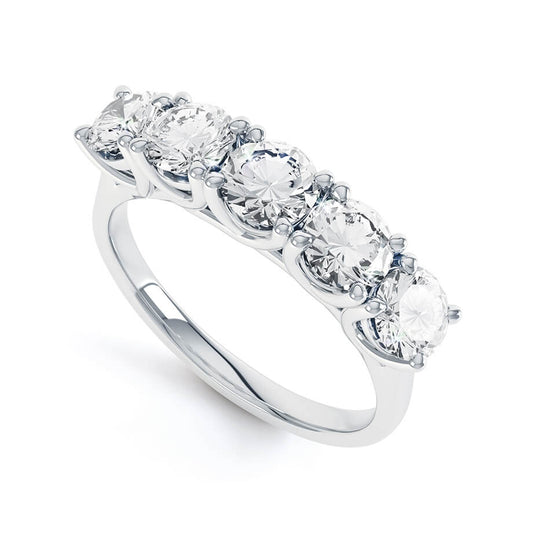 1.25 CT Round Shaped Moissanite 5 Stones Wedding Band