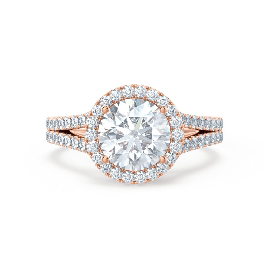 0.50 CT Round Shaped Moissanite Halo Split Shank Style Engagement Ring