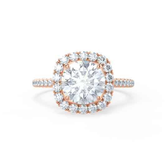 1.0 CT Round Shaped Moissanite Halo Style Engagement Ring