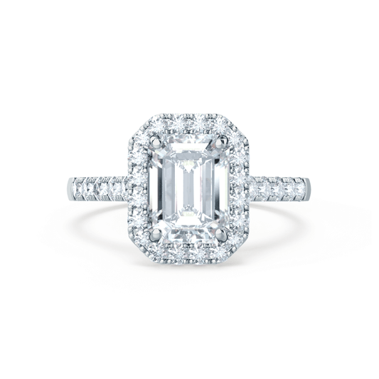 1.01 CT Emerald Shaped Moissanite Halo Style Engagement Ring