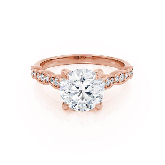 1.0 CT Round Shaped Moissanite Solitaire With Pave Setting Engagement Ring