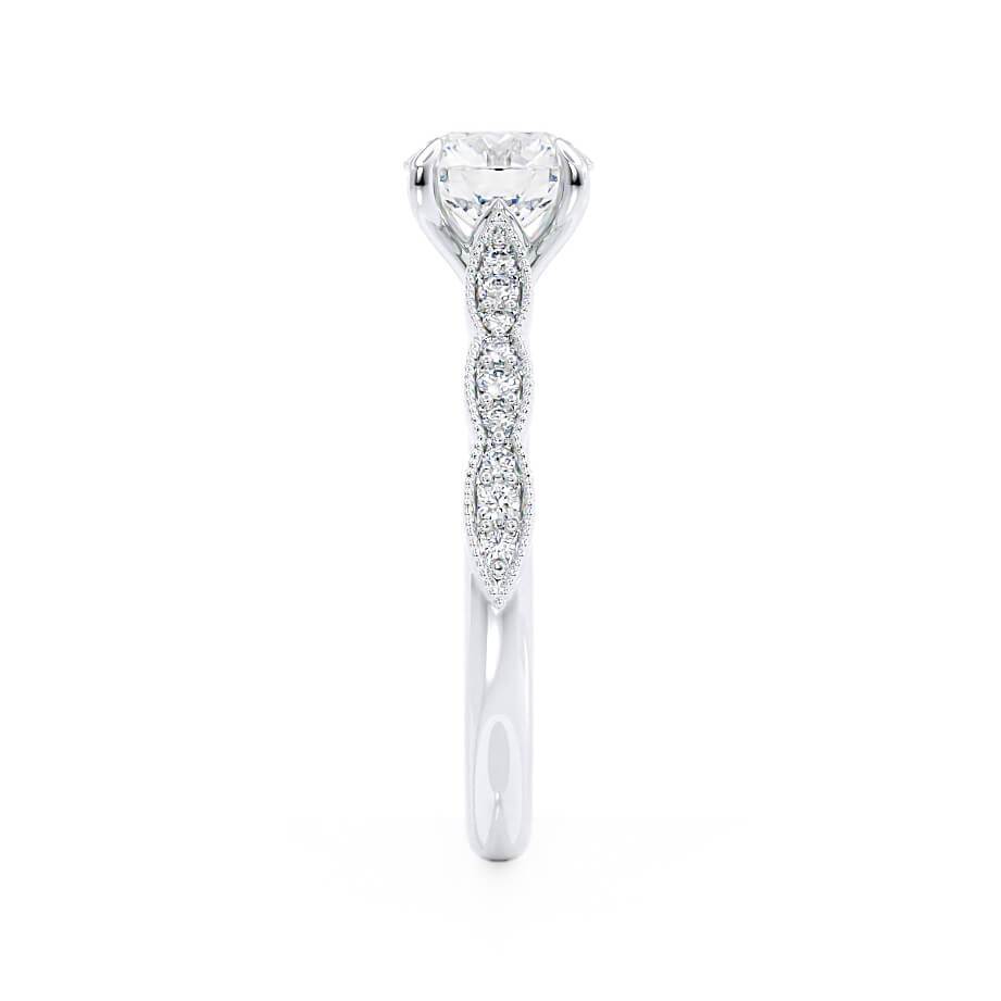 1.0 CT Round Shaped Moissanite Solitaire Pave Style Engagement Ring