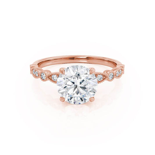 1.0 CT Round Shaped Moissanite Solitaire Pave Style Engagement Ring