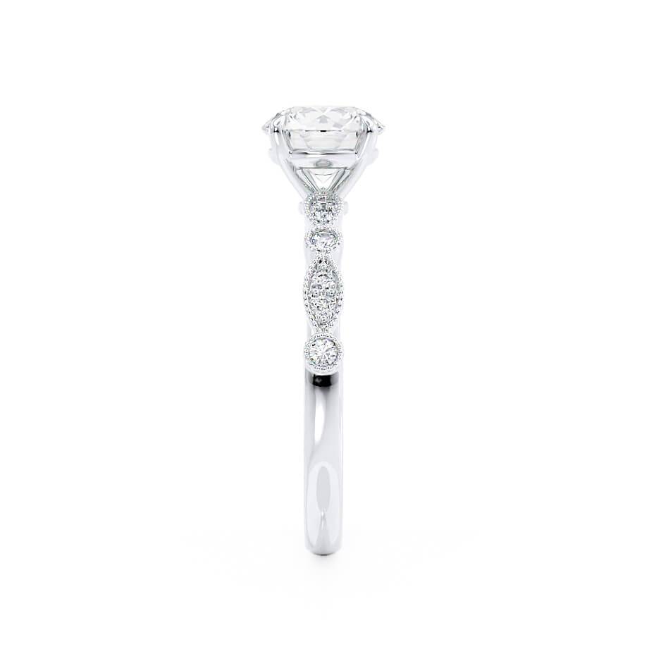 1.0 CT Round Shaped Moissanite Solitaire Pave Setting Engagement Ring