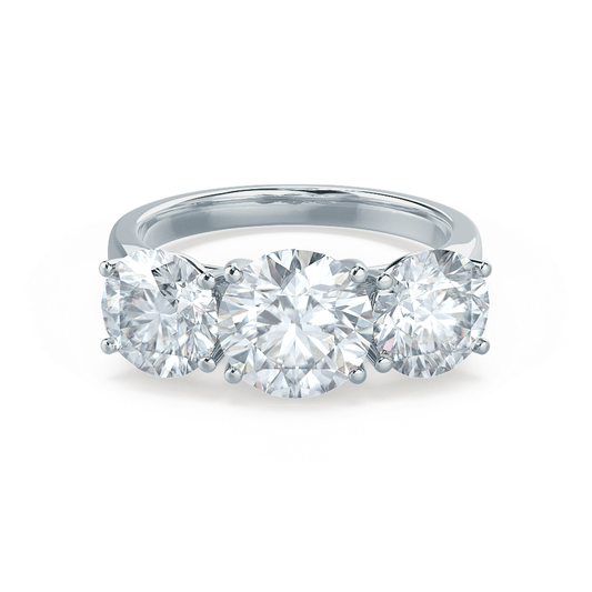 1.50 CT Round Shaped Moissanite Three Stone Engagement Ring