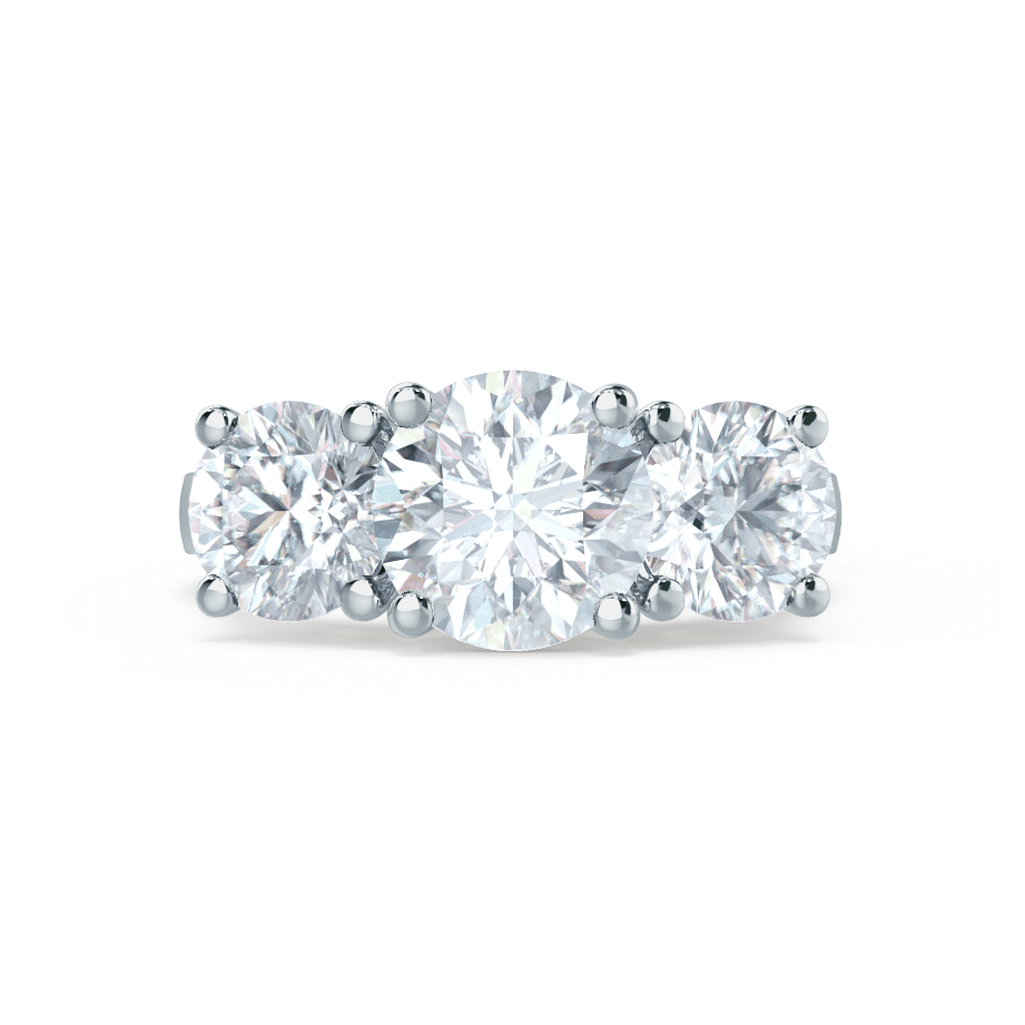 1.0 CT Round Shaped Moissanite Three Stone Style Engagement Ring