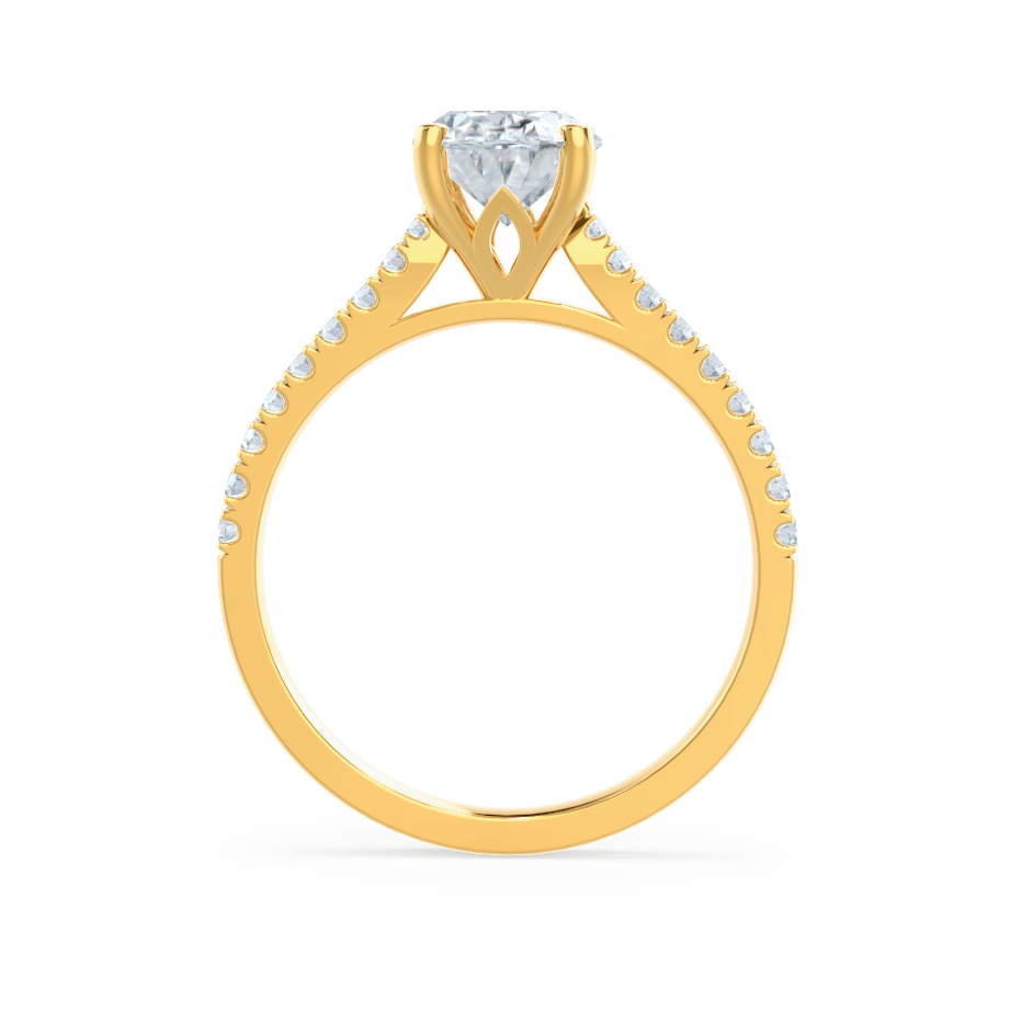 3.0 CT Oval Shaped Moissanite Solitaire Style Pave Engagement Ring