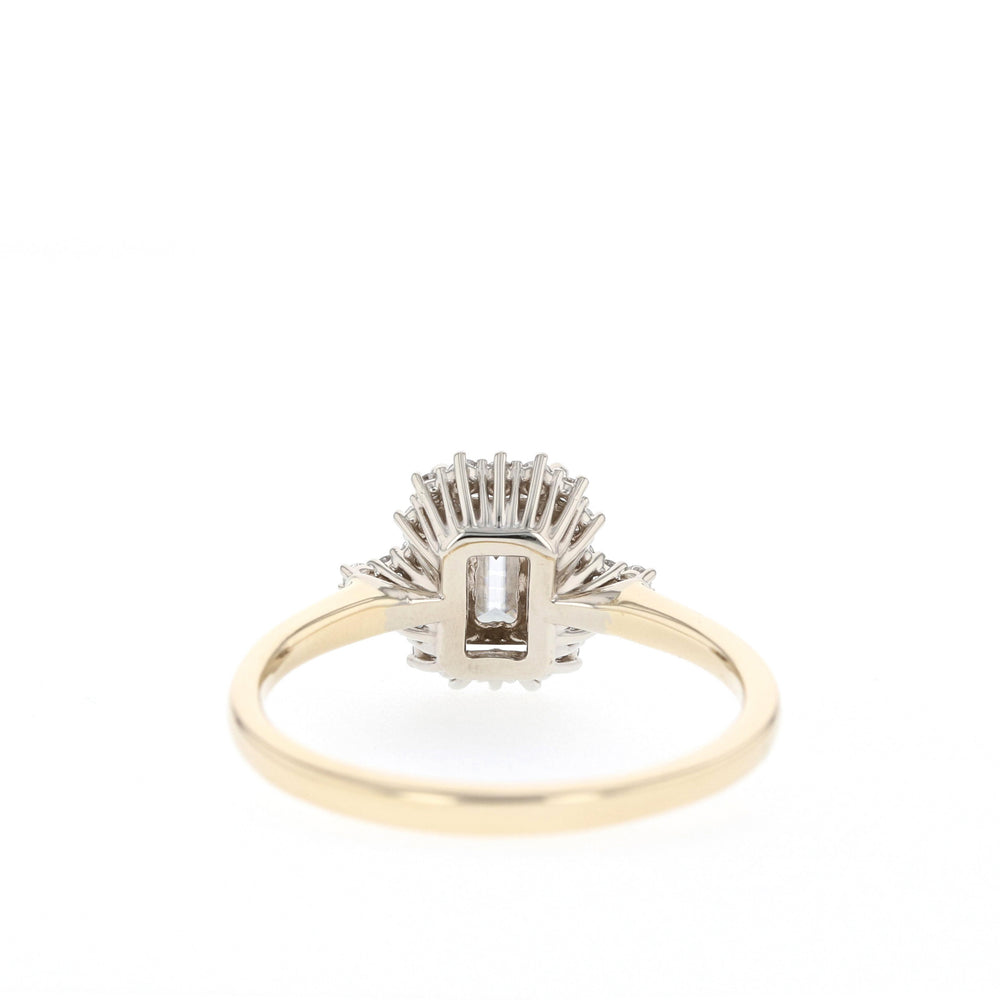 1.10CT Emerald Cut Moissanite Halo Diamond Engagement Ring