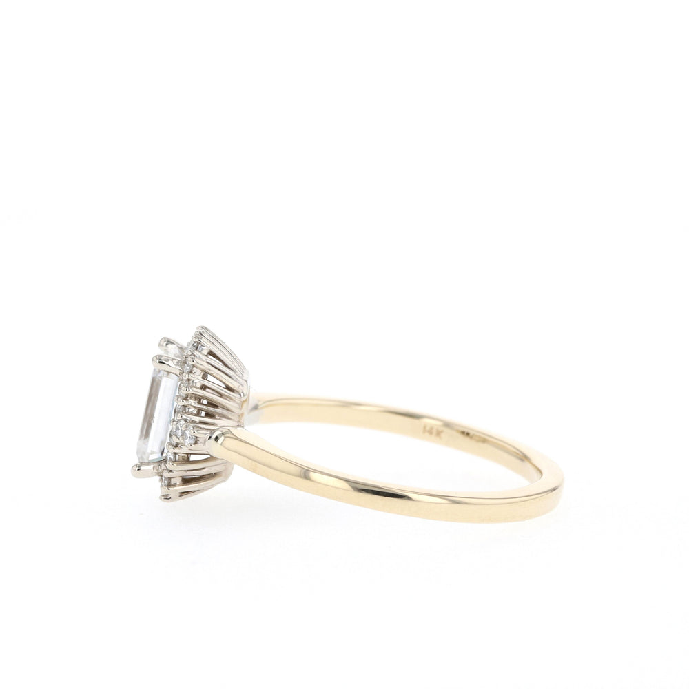 1.10CT Emerald Cut Moissanite Halo Diamond Engagement Ring