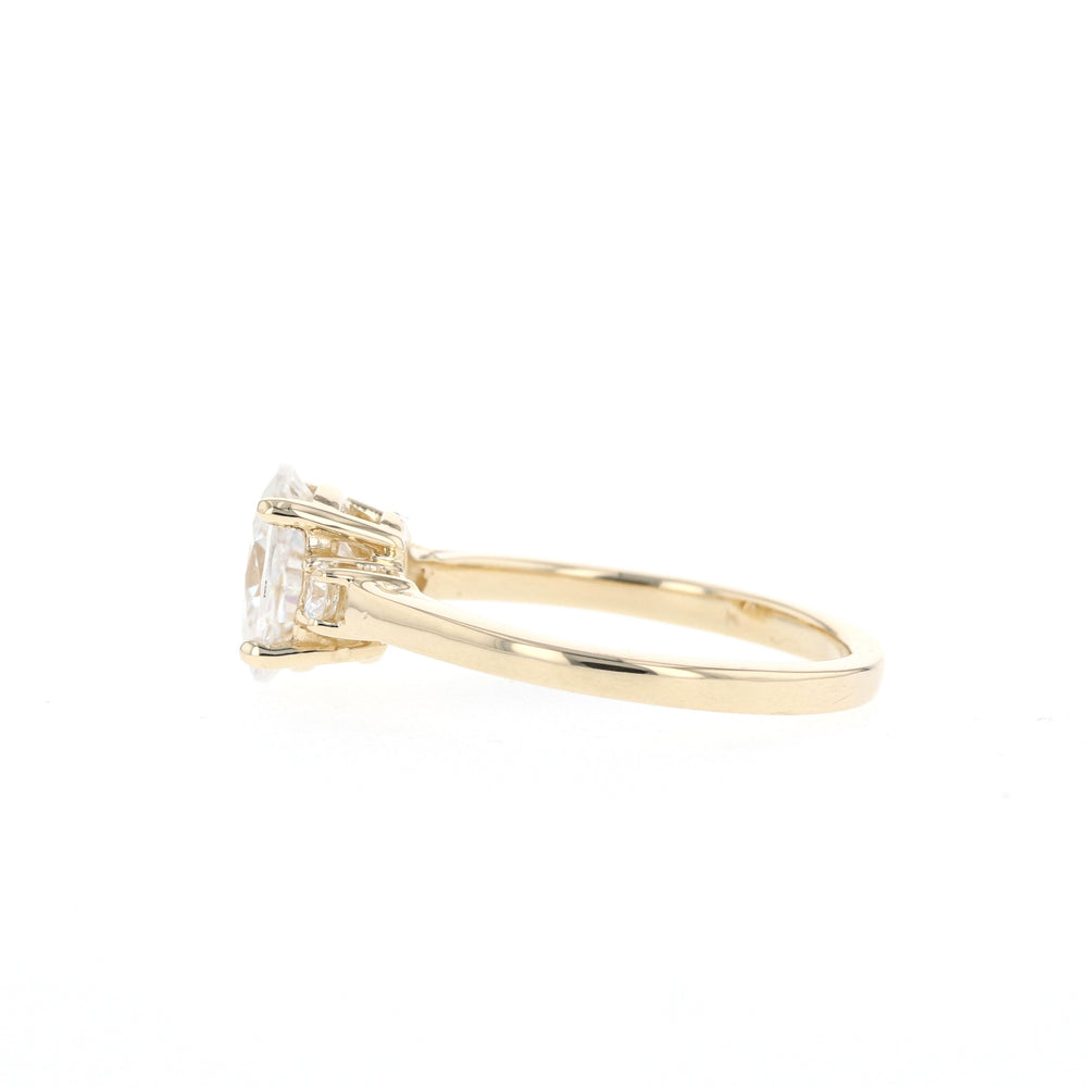 1.20CT Oval Moissanite Three Stone Diamond Engagement Ring
