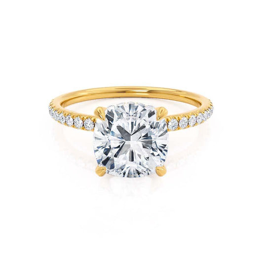 2.40 CT Cushion Shaped Moissanite Hidden Halo Style Engagement Ring