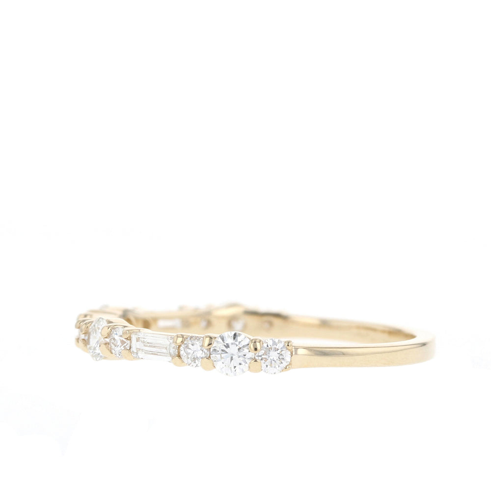 0.60ct Baguette And Round Moissanite Diamond Half Eternity Wedding Band