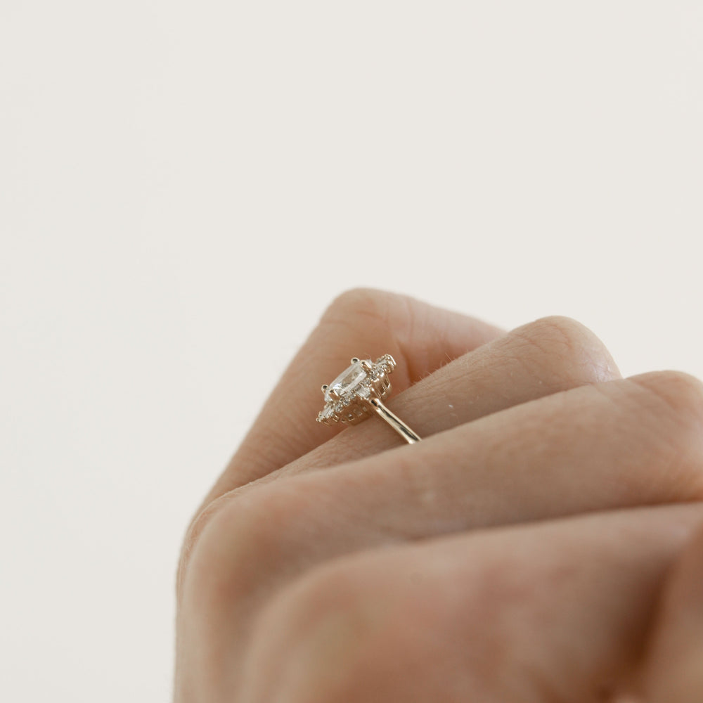 0.75CT Oval Cut Cluster Moissanite Diamond Engagement Ring