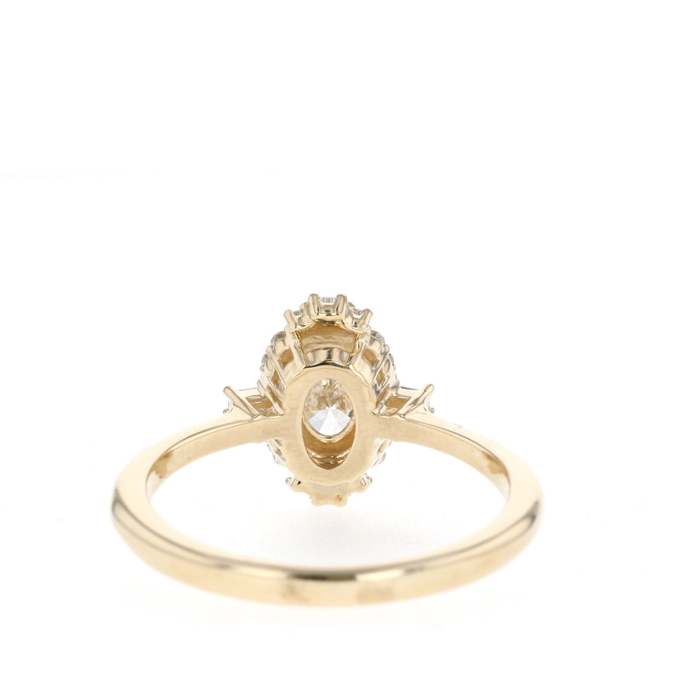0.75CT Oval Cut Cluster Moissanite Diamond Engagement Ring