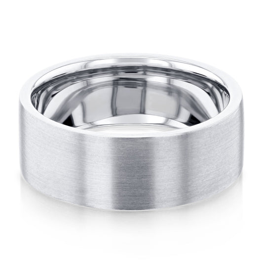 Satin-Finish Stone Setting White Gold Men's Band